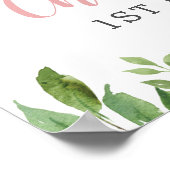 Cute Panda Pink Floral Greenery Birthday Welcome Poster (Hoek)