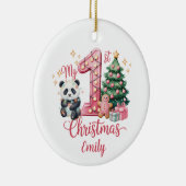 Cute Panda Pink My First Christmas Personalize Keramisch Ornament (Rechts)