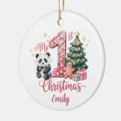 Cute Panda Pink My First Christmas Personalize Keramisch Ornament (Links)