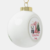 Cute Panda Pink My First Christmas Personalize Keramische Bal Ornament (Links)