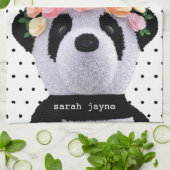 Cute Panda Polka Dot Personalized Kitchen Towel Theedoek (Gevouwen)