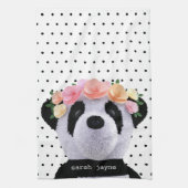 Cute Panda Polka Dot Personalized Kitchen Towel Theedoek (Verticaal)