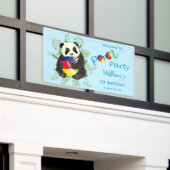 Cute Panda Pool Party 1e verjaardag Welkom Spandoek (Buitenkant Gebouw)