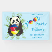Cute Panda Pool Party 1e verjaardag Welkom Spandoek (Horizontaal)