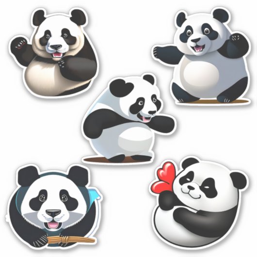 Cute Panda Poses Sticker (Voorkant)
