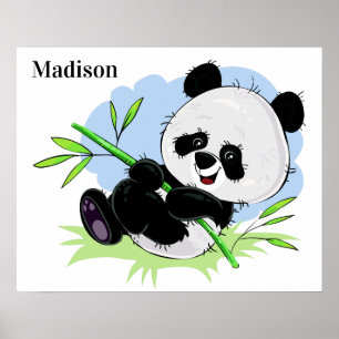 Cute Panda, poster met aangepaste naam