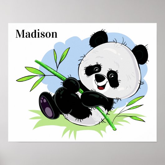 Cute Panda, poster met aangepaste naam (Voorkant)