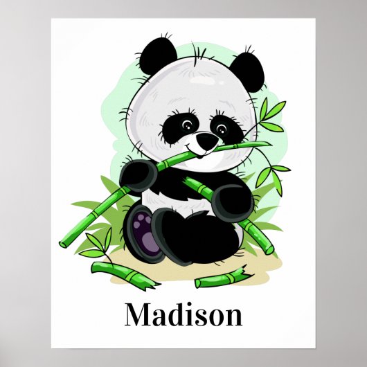 Cute Panda, poster met aangepaste naam (Voorkant)