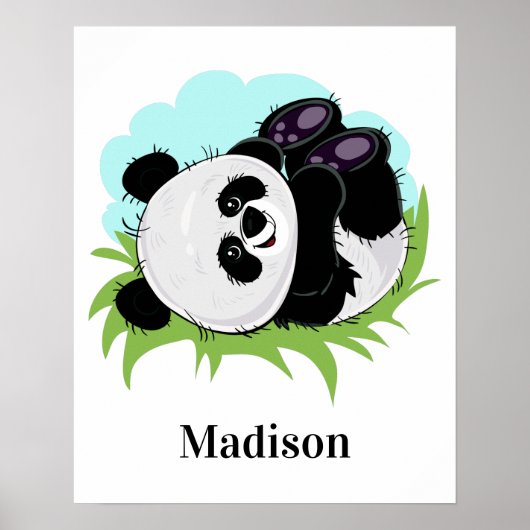 Cute Panda, poster met aangepaste naam (Voorkant)
