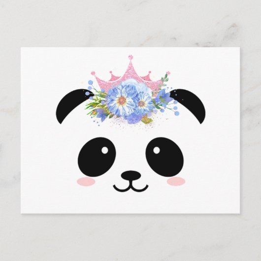 Cute panda princeskroon briefkaart (Voorkant)