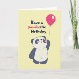 Cute Panda Pun Pandastic Bday Funny Birthday Kaart