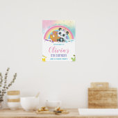 Cute Panda Rainbow Paint Art Birthday Welkom Poster (Keuken)