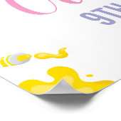 Cute Panda Rainbow Paint Art Birthday Welkom Poster (Hoek)