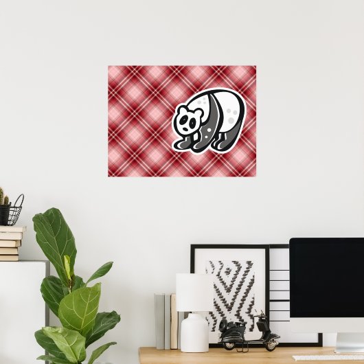 Cute Panda; Red Play Poster (Thuiskantoor)