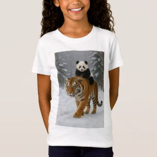 Cute Panda rijdt op een tijger kinder T-shirt