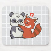 Cute Panda & Rode Panda Liefde Grid Muismat (Voorkant)
