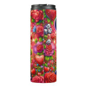 Cute Panda Rode Rozen Boeket Wrap Thermosbeker (Achterkant)