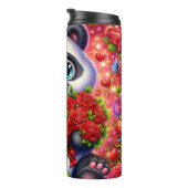Cute Panda Rode Rozen Boeket Wrap Thermosbeker (Geroteerd rechts)