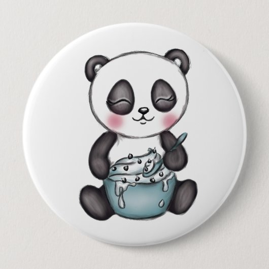 Cute Panda Ronde Button 4,0 Cm (Voorkant)