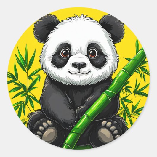 Cute panda ronde sticker (Voorkant)