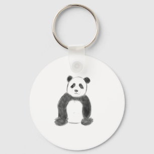 Cute panda schetst zwart-wit sleutelhanger