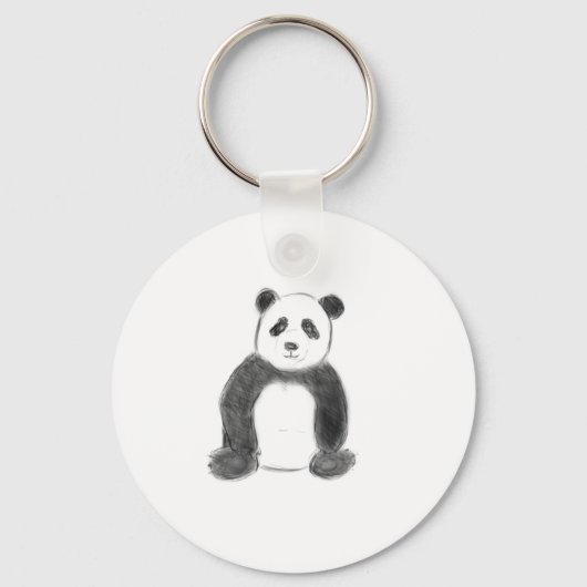 Cute panda schetst zwart-wit sleutelhanger (Voorkant)