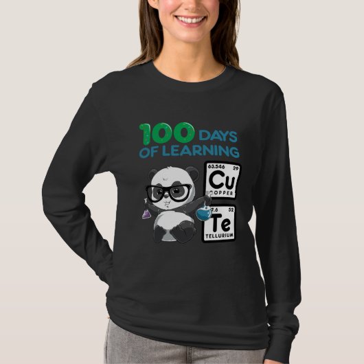 Cute Panda Scientist 100 Shoulder Days T-shirt (Voorkant)