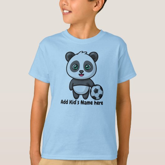 Cute Panda Soccer Football aangepaste kinder naam T-shirt (Voorkant)
