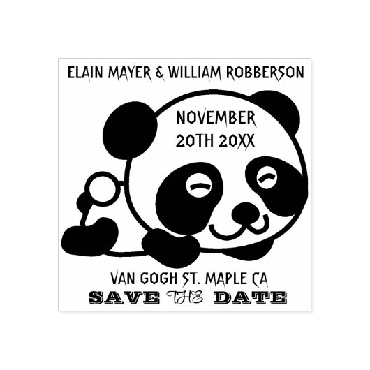 Cute Panda sparen de Datum Rubberstempel (Afrduk)