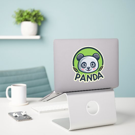 Cute Panda Sticker (Laptop op bureau)