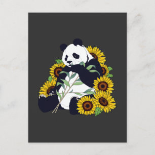 Cute Panda Sunflower Lover Beauful Flowers Briefkaart