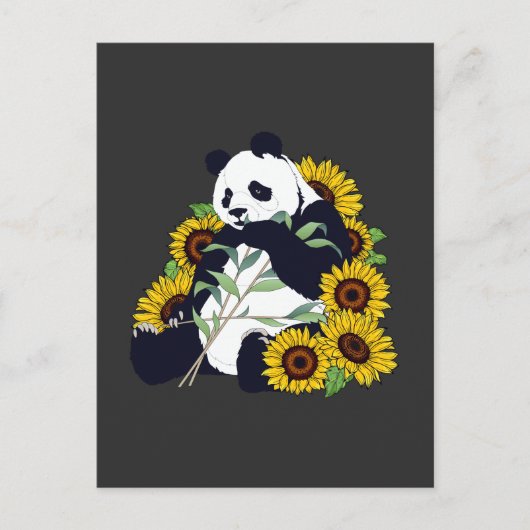 Cute Panda Sunflower Lover Beauful Flowers Briefkaart (Voorkant)