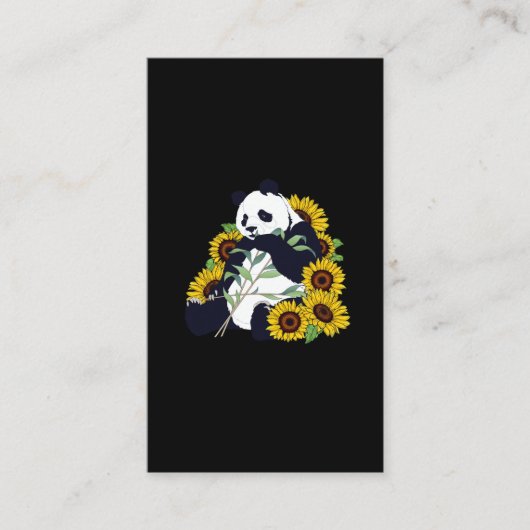 Cute Panda Sunflower Lover Beauful Flowers Visitekaartje (Voorkant)