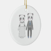 Cute Panda Trouwkoppel – Kawaii Bruid & Bruidegom Keramisch Ornament (Rechts)