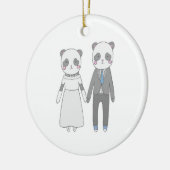 Cute Panda Trouwkoppel – Kawaii Bruid & Bruidegom Keramisch Ornament (Links)