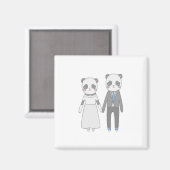 Cute Panda Trouwkoppel – Kawaii Bruid & Bruidegom Magneet (Voorkant / Achterkant)