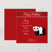 Cute panda-uitnodiging kaart (Voorkant / Achterkant)