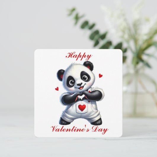 Cute Panda - Valentijnsdag kaart (Staand voorkant)