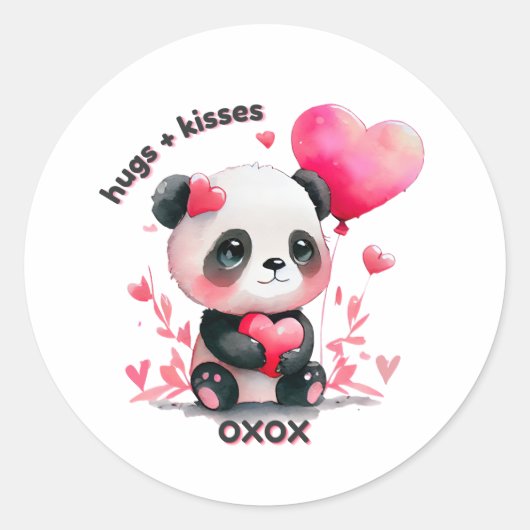 Cute Panda- Valentijnsdag- OXOX Ronde Sticker (Voorkant)