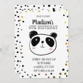 Cute panda verjaardagsfeestje kaart (Voorkant / Achterkant)