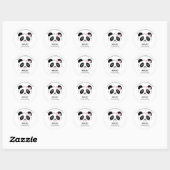 Cute Panda Verjaardagsfeestje Roze Zwart en Wit Ronde Sticker (Vel)