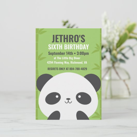 Cute panda verjaardagsuitnodiging aankondiging (Staand voorkant)