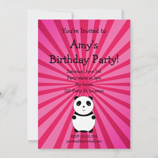 Cute panda verjaardagsuitnodiging kaart (Voorkant)