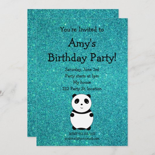 Cute panda verjaardagsuitnodiging kaart (Voorkant / Achterkant)
