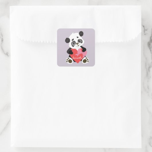 Cute Panda Vierkante Sticker (Tas)