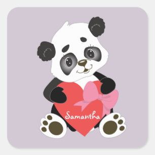 Cute Panda Vierkante Sticker