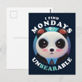 Cute Panda vindt maandag ondraaglijk | Pun-prijsop Briefkaart (Voorkant / Achterkant)