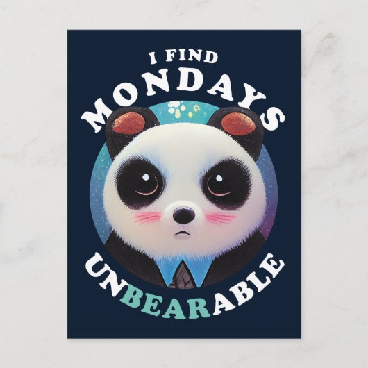 Cute Panda vindt maandag ondraaglijk | Pun-prijsop Briefkaart (Voorkant)