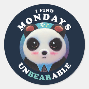 Cute Panda vindt maandag ondraaglijk   Pun-prijsop Ronde Sticker