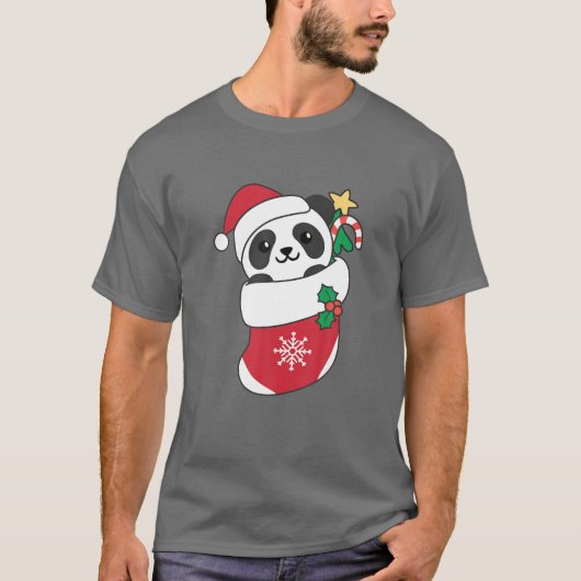 Cute Panda voor Kerstmis Panda T-shirt (Voorkant)